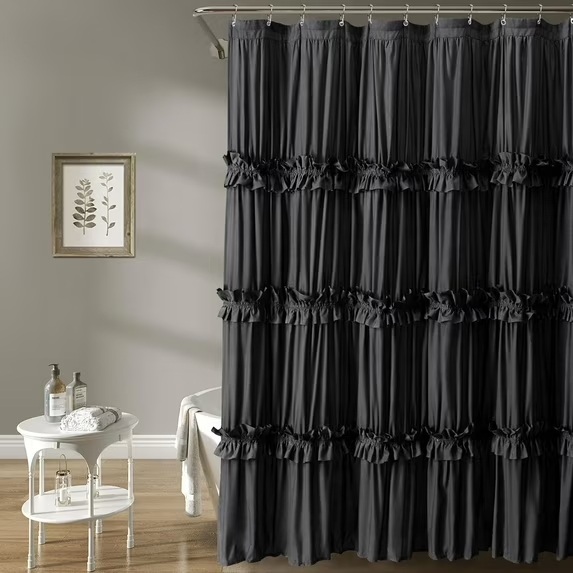 Psoiuetr Vintage Shower Curtain Boho Farmhouse Shower Curtain for Bathroom Black 72" L x 72" W