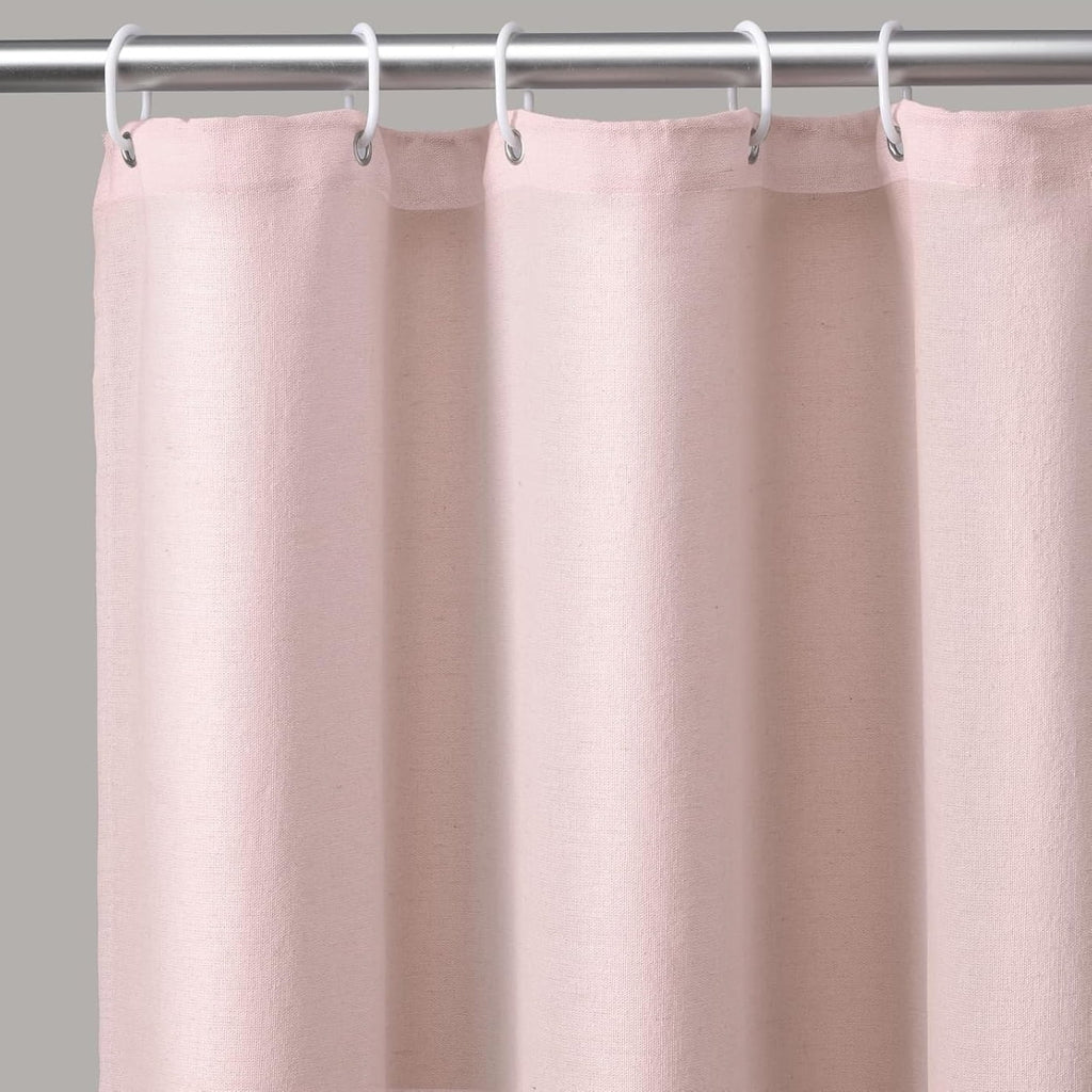 Farmhouse Pink Shower Curtain Button Linen Textured Woven Fabric,Country Style,Blush 72x72 Inch