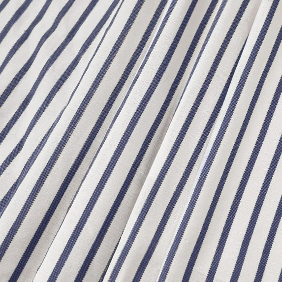 Psoiuetr Linen Shower Curtains for Bathroom Farmhouse Shower Curtain Rustic Country Button Fabric Pleated Blue Stripe 72" x 72"