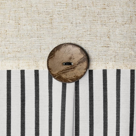 Psoiuetr Linen Shower Curtains for Bathroom Farmhouse Shower Curtain Rustic Country Button Fabric Pleated Black Stripe 72" x 72"