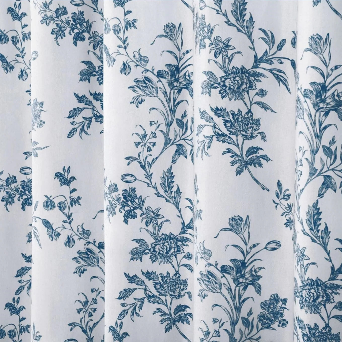Psoiuetr Light Blue Shower Curtain Cotton Floral Cottagecore Shower Curtain for Bathroom 72" W x 72" L