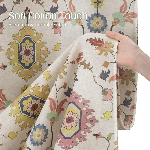 Psoiuetr Boho Shower Curtain Colorful Floral Vintage Bohemian Country Shower Curtain for Bathroom 72" W x 72" L