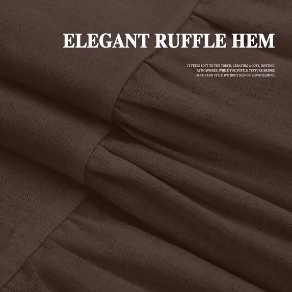 Psoiuetr Farmhouse Shower Curtain with A Ruffle Hem Brown Linen Shower Curtain for Bathroom 72"x72"