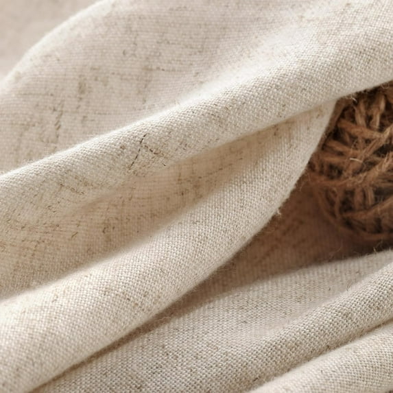 Psoiuetr Linen Button Farmhouse Shower Curtain Linen and Cotton Woven Fabric Country Rustic Style 72" x 72"