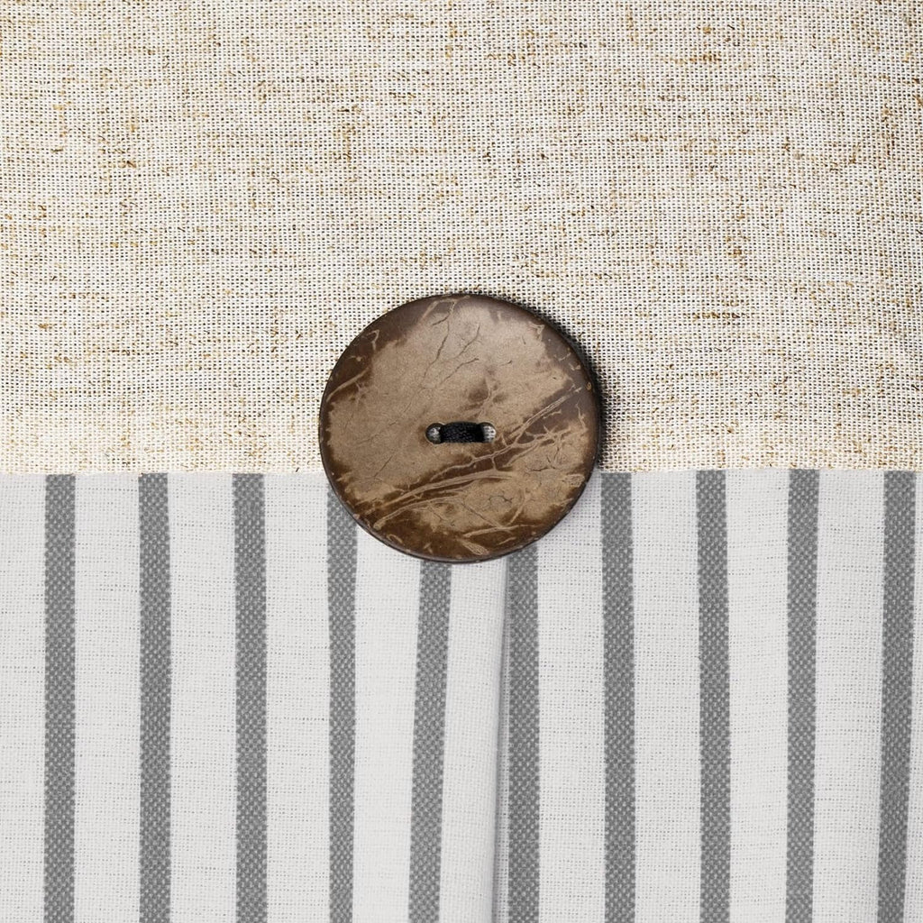 Psoiuetr Linen Shower Curtains for Bathroom Farmhouse Shower Curtain Rustic Country Button Fabric Pleated Gray Stripe 72" x 72"