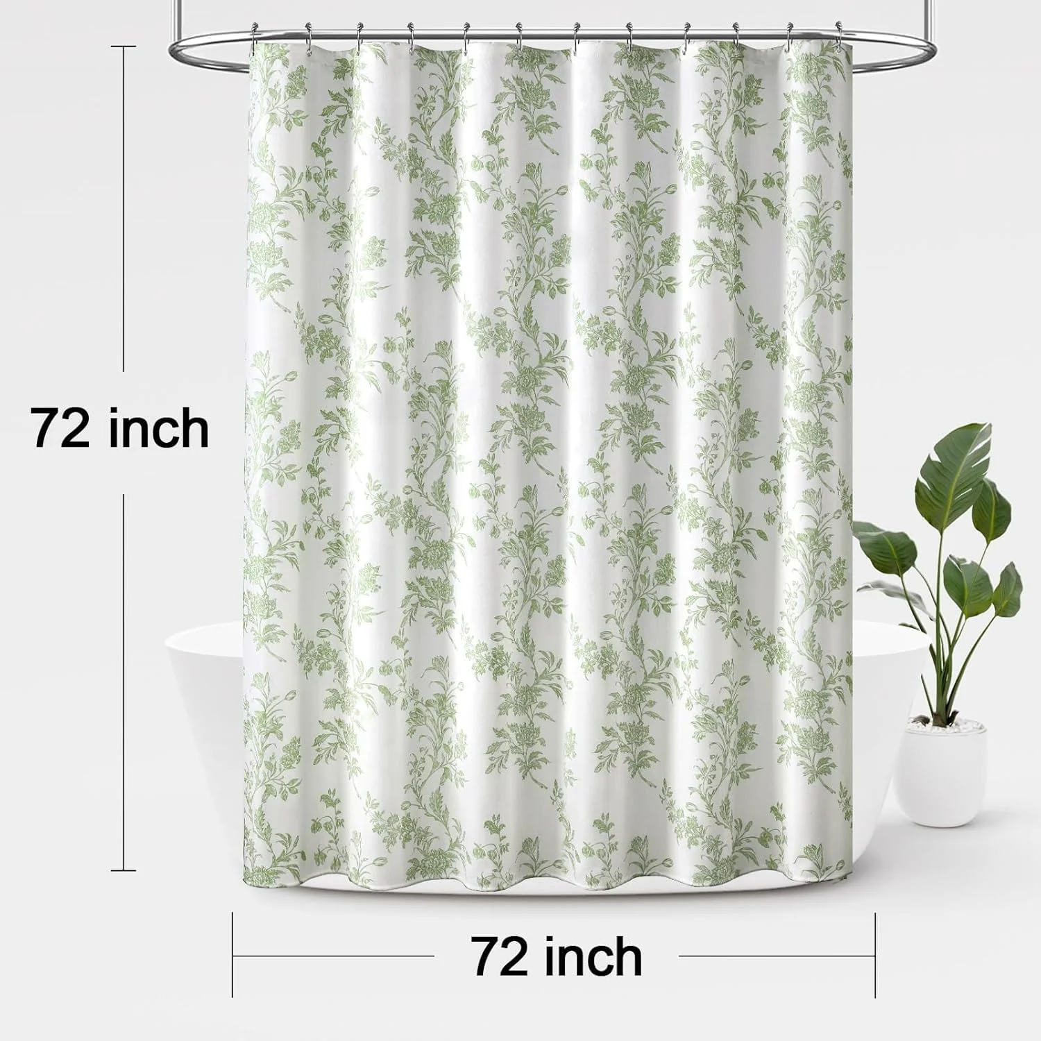 Psoiuetr Sage Green Shower Curtain Cotton Floral Cottagecore Shower Curtain for Bathroom 72" W x 72" L