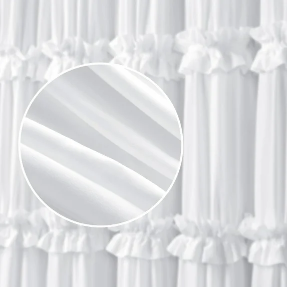 Psoiuetr Ruffle Vintage Shower Curtain Boho Farmhouse Shower Curtain for Bathroom White 72" L x 72" W
