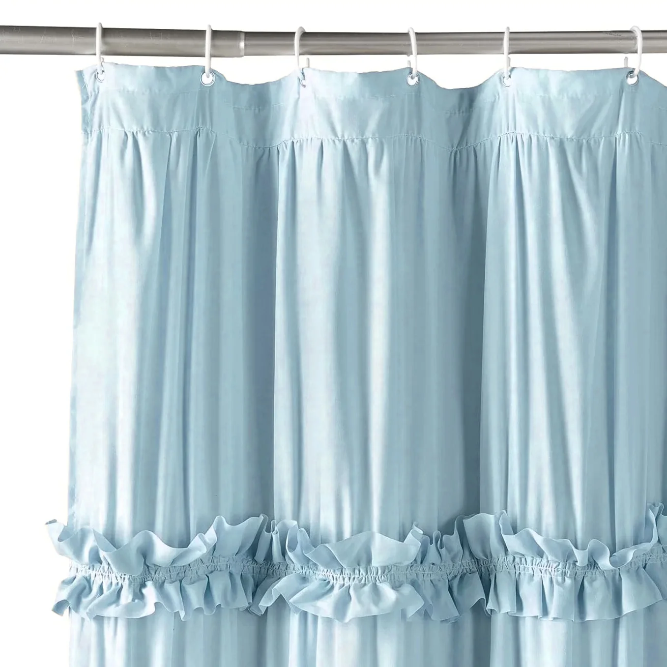 Psoiuetr Ruffle Vintage Shower Curtain Boho Farmhouse Shower Curtain for Bathroom Blue 72" L x 72" W