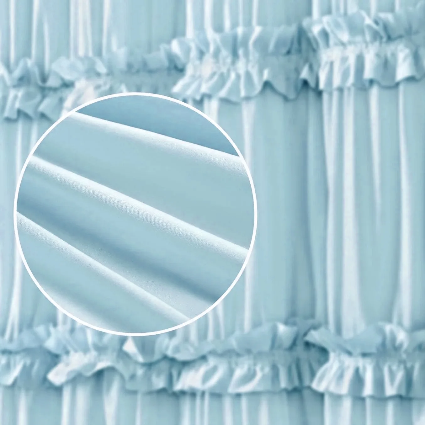 Psoiuetr Ruffle Vintage Shower Curtain Boho Farmhouse Shower Curtain for Bathroom Blue 72" L x 72" W