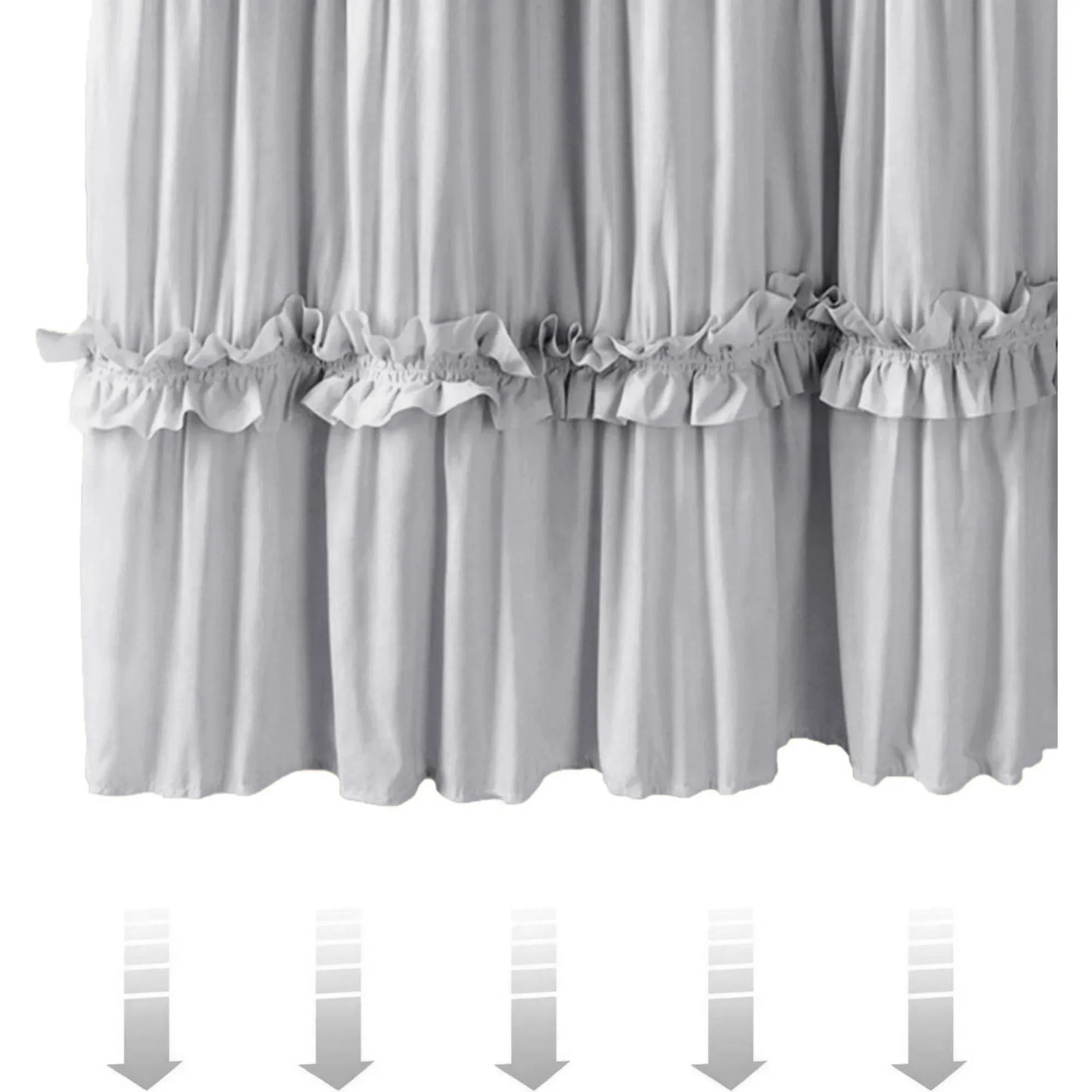 Psoiuetr Ruffle Vintage Shower Curtain Boho Farmhouse Shower Curtain for Bathroom Gray 72" L x 72" W