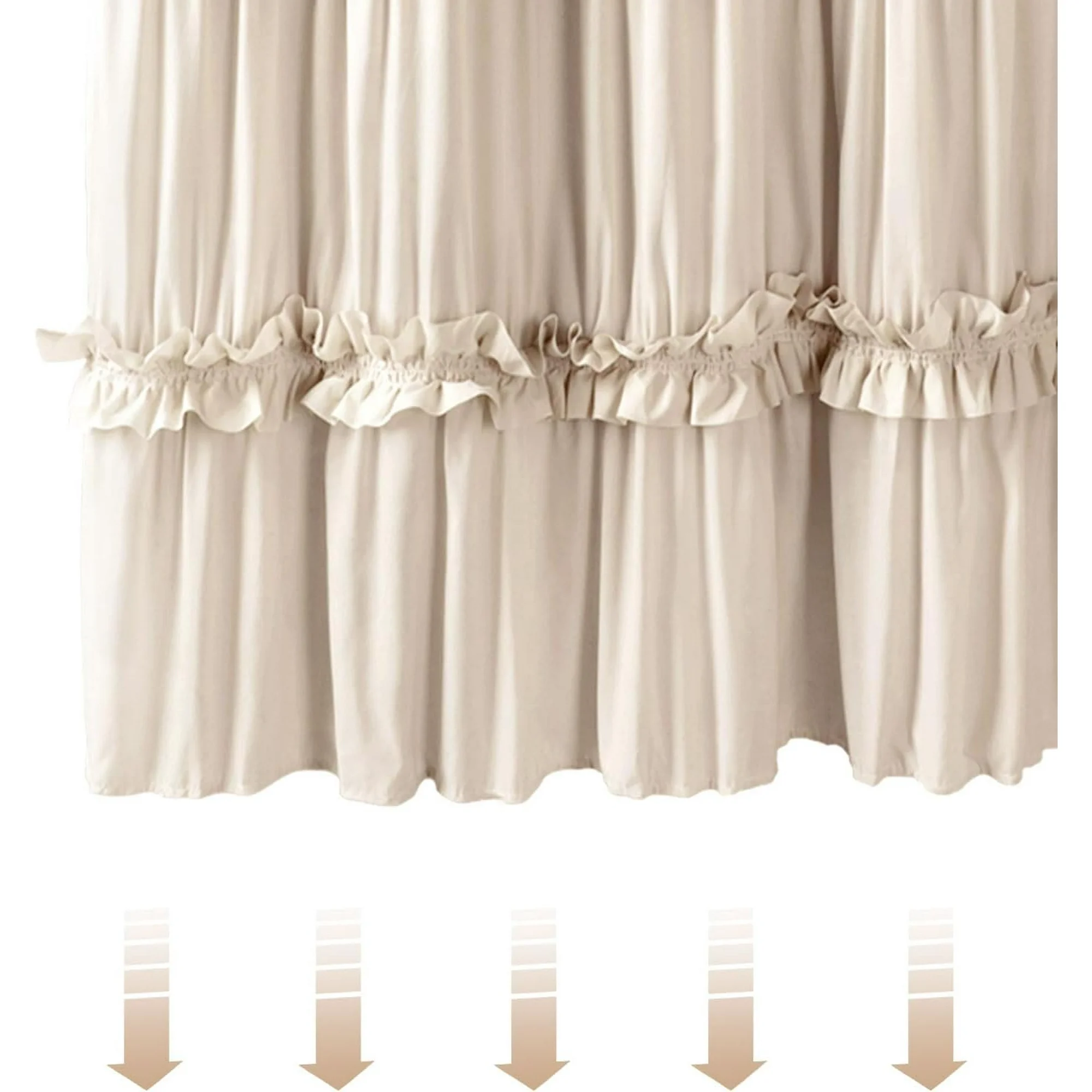 Psoiuetr Ruffle Vintage Shower Curtain Boho Farmhouse Shower Curtain for Bathroom Beige 72" L x 72" W
