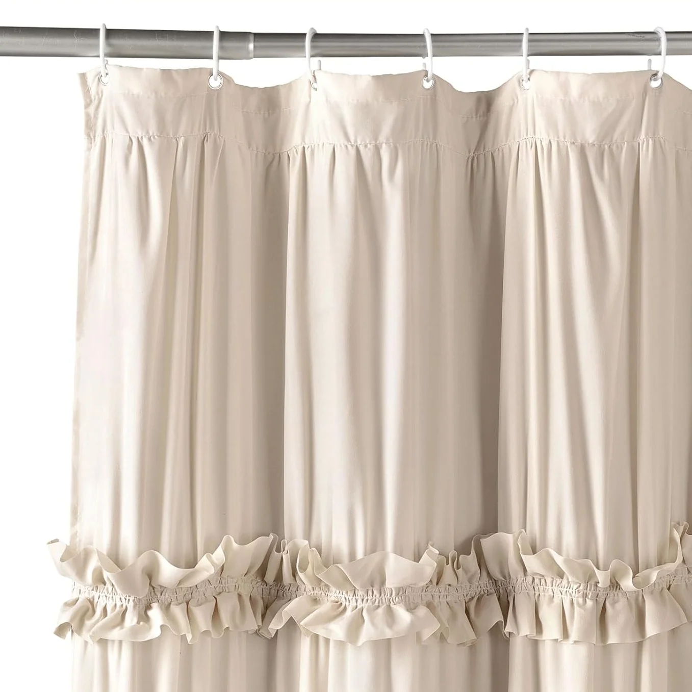 Psoiuetr Ruffle Vintage Shower Curtain Boho Farmhouse Shower Curtain for Bathroom Beige 72" L x 72" W