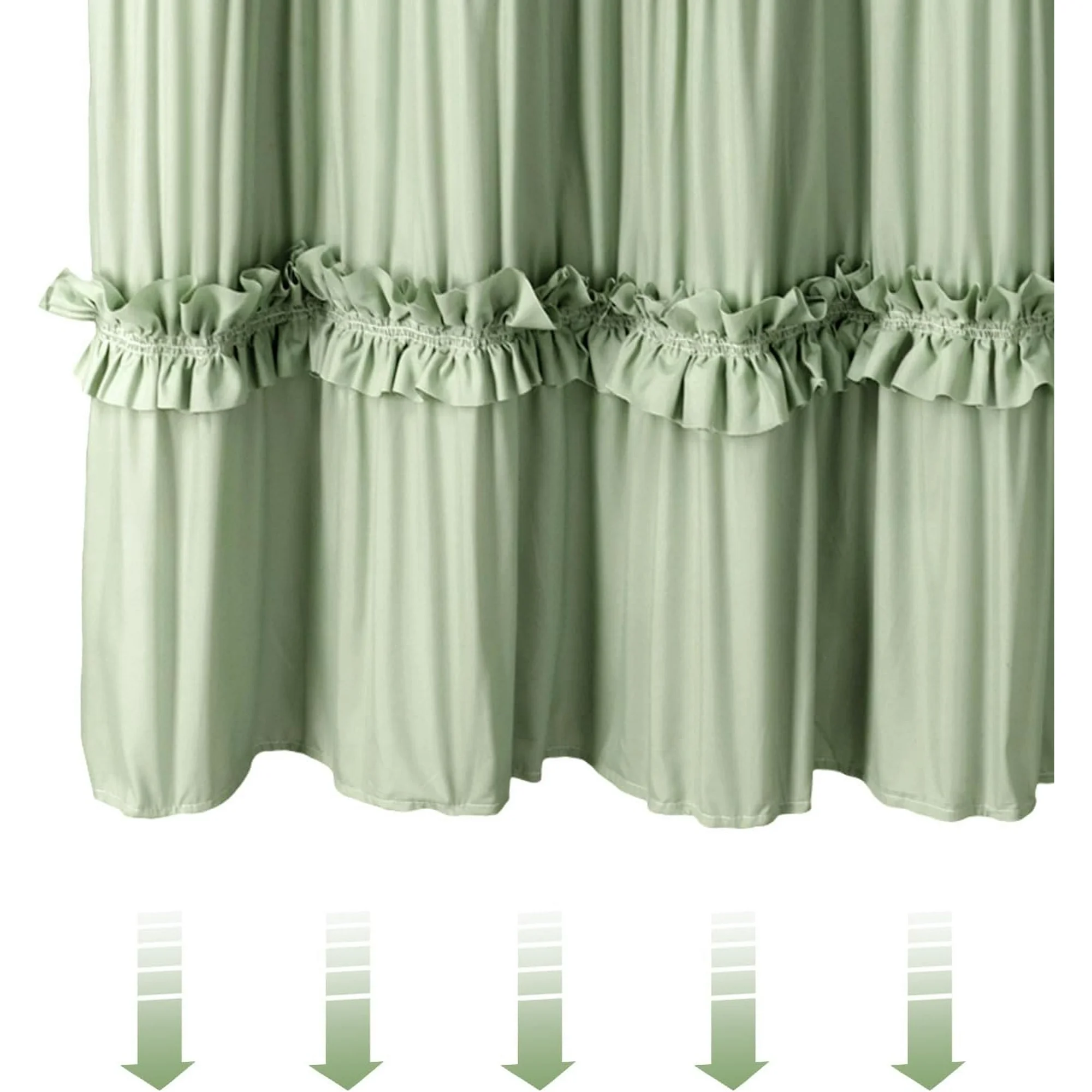 Psoiuetr Ruffle Vintage Shower Curtain Boho Farmhouse Shower Curtain for Bathroom Green 72" L x 72" W