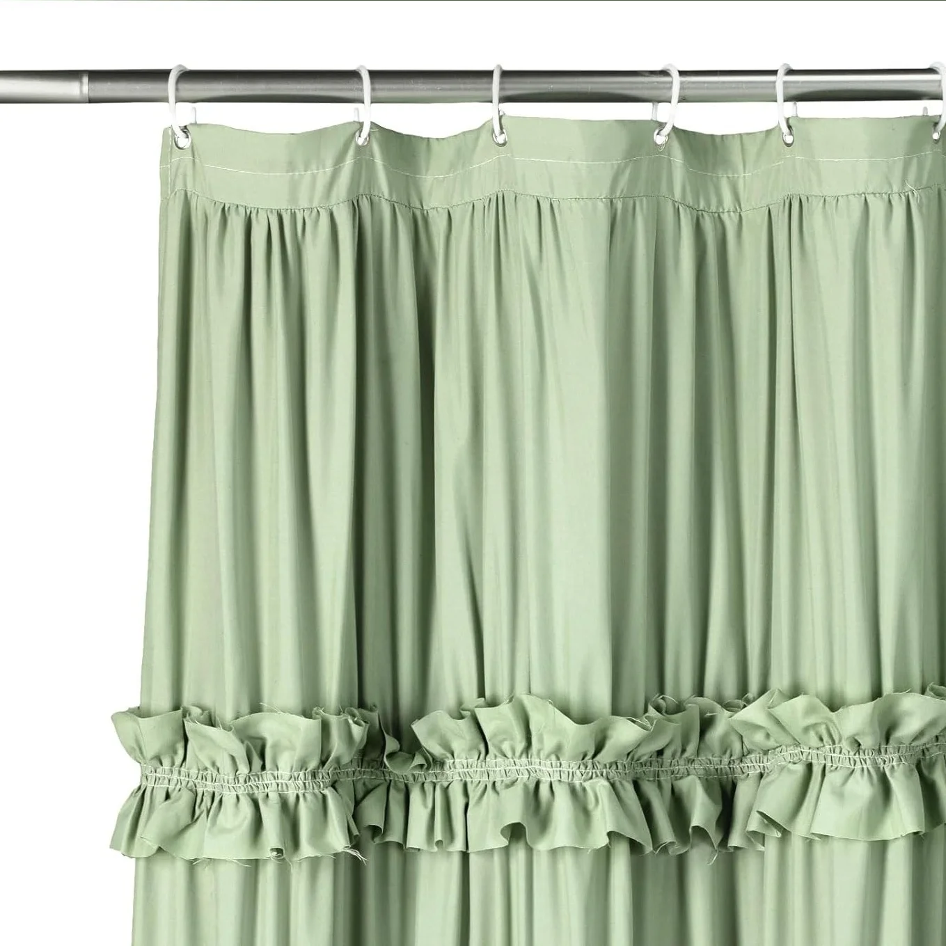 Psoiuetr Ruffle Vintage Shower Curtain Boho Farmhouse Shower Curtain for Bathroom Green 72" L x 72" W