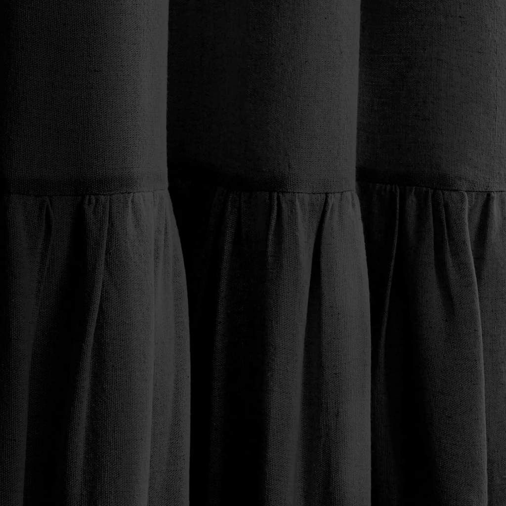 Psoiuetr Farmhouse Shower Curtain with A Ruffle Hem Black Linen Shower Curtain for Bathroom 72"x72"