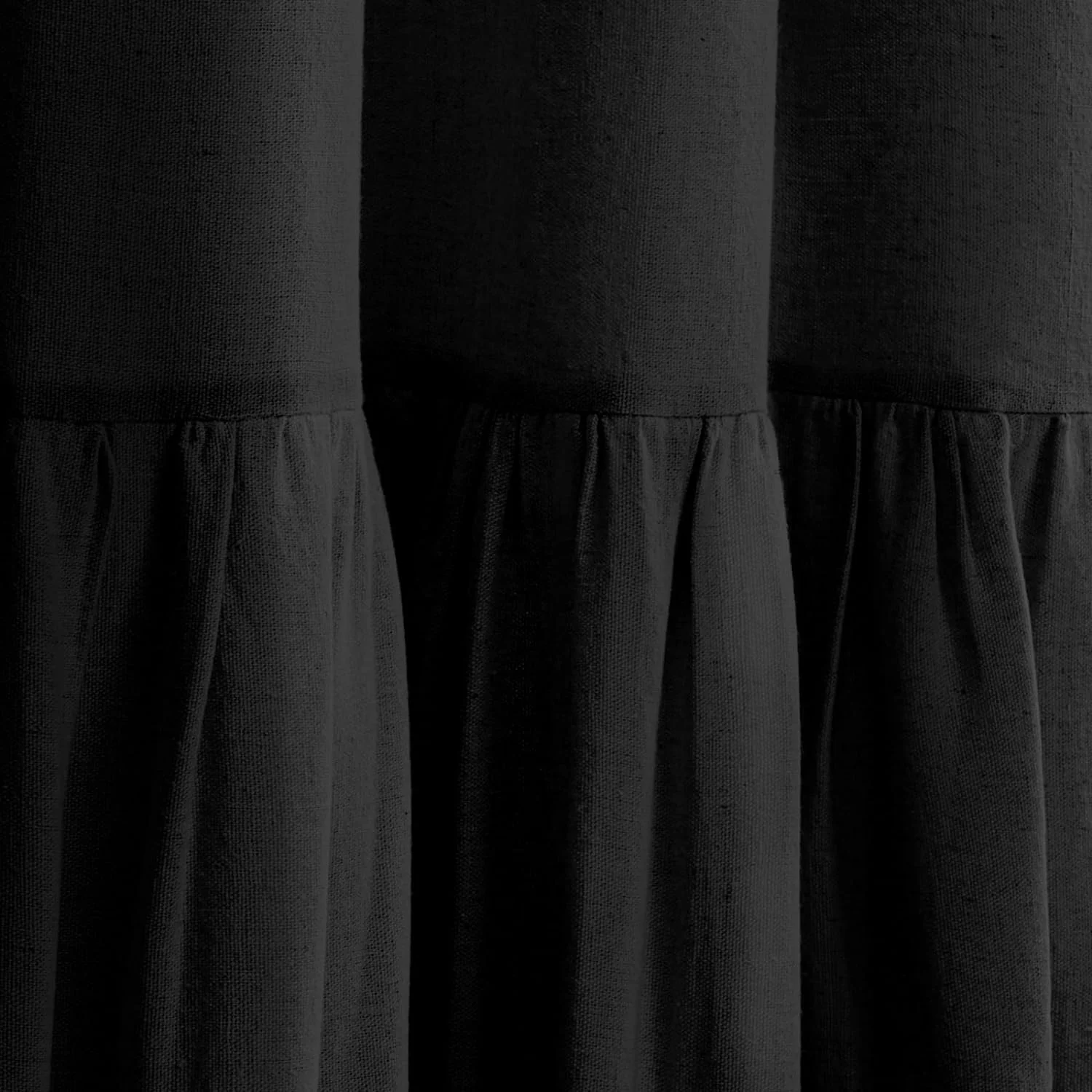 Psoiuetr Farmhouse Shower Curtain with A Ruffle Hem Black Linen Shower Curtain for Bathroom 72"x72"
