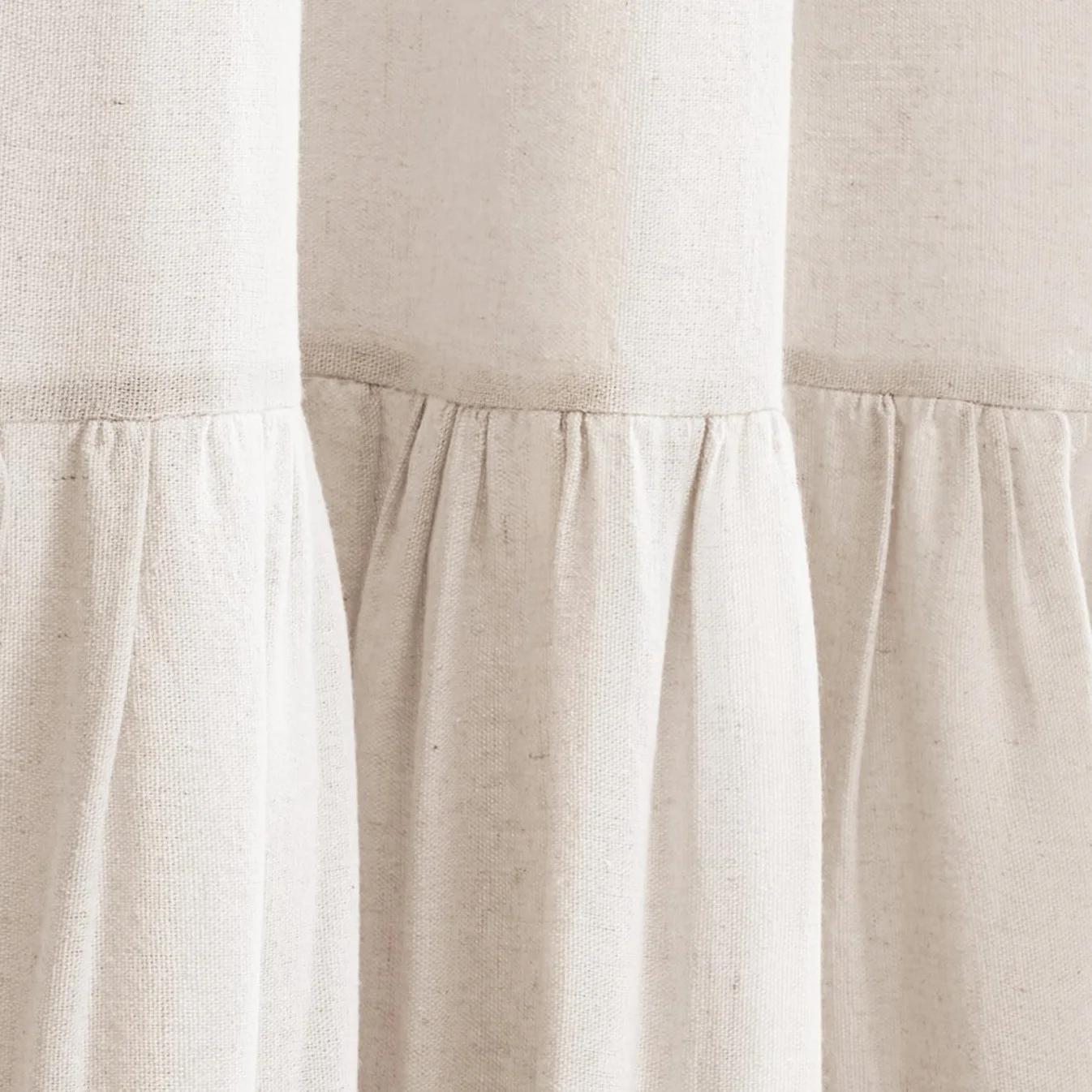 Psoiuetr Farmhouse Shower Curtain with A Ruffle Hem Beige Linen Shower Curtain for Bathroom 72"x72"