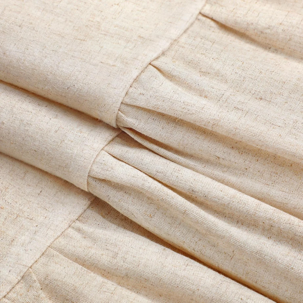 Psoiuetr Farmhouse Shower Curtain with A Ruffle Hem Beige Natural Linen Shower Curtain for Bathroom 72"x72"