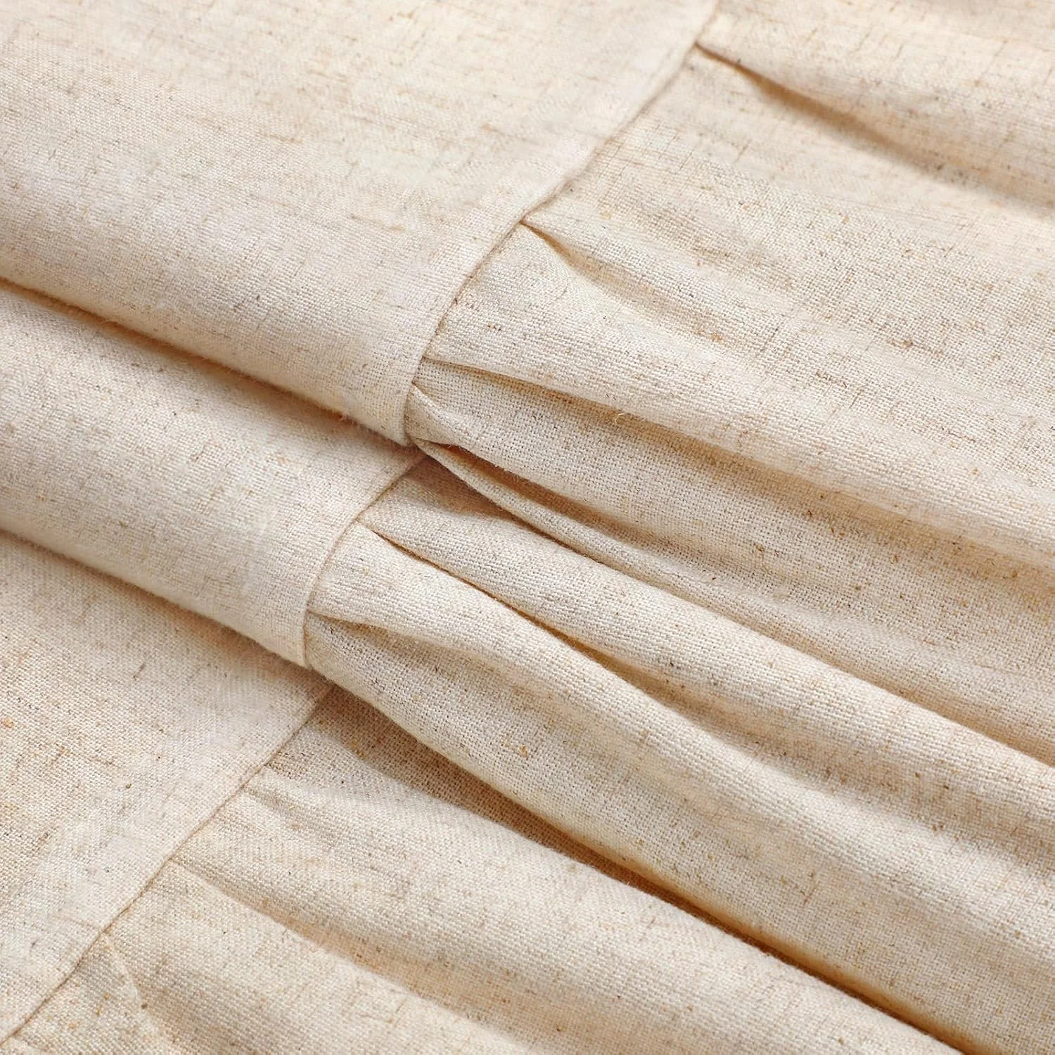 Psoiuetr Farmhouse Shower Curtain with A Ruffle Hem Beige Natural Linen Shower Curtain for Bathroom 72"x72"