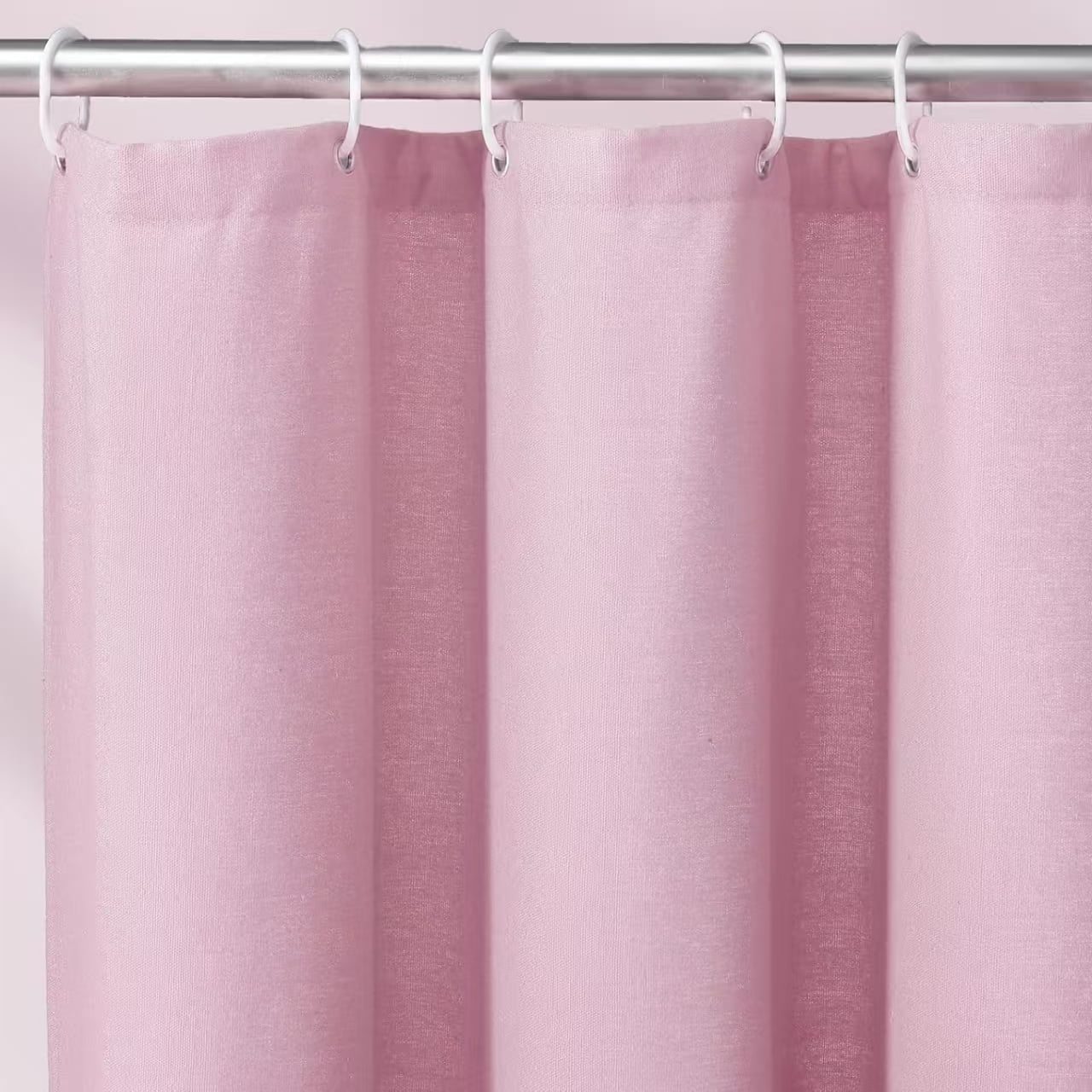 Psoiuetr Farmhouse Shower Curtain with A Ruffle Hem Pink Boho Linen Shower Curtain for Bathroom 72"x72"
