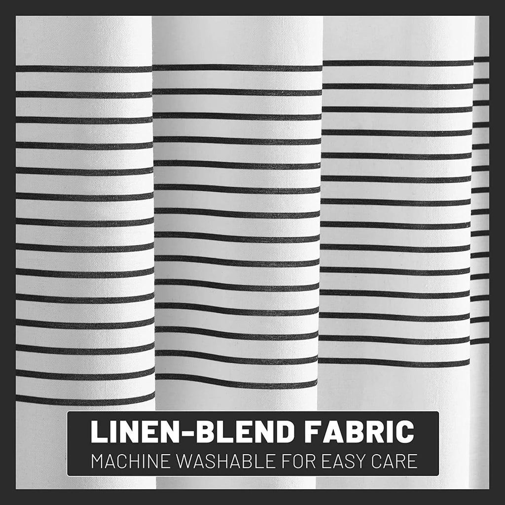 Psoiuetr Black and White Shower Curtain for Bathroom Extra Long Black Tassel Stripe Shower Curtain 72 X 78 Inches Farmhouse Cotton