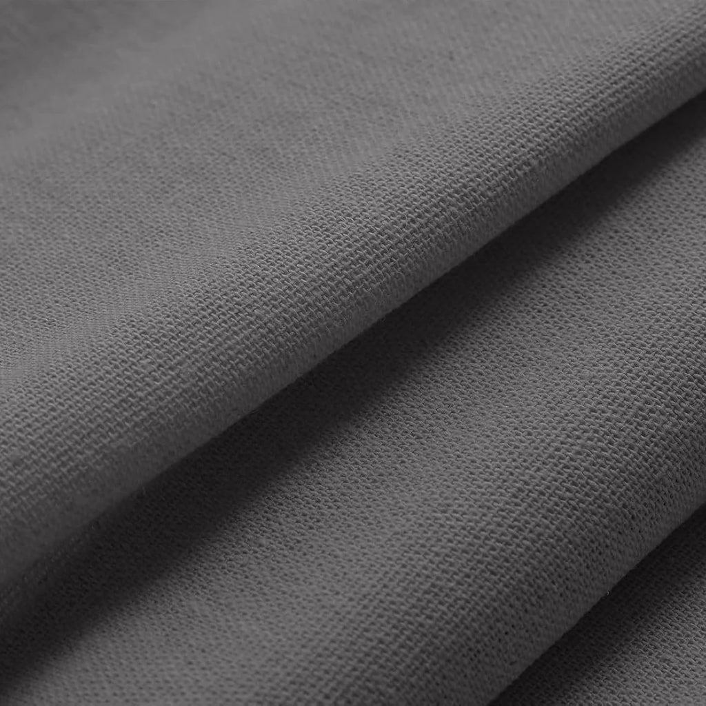 Psoiuetr Farmhouse Gray Shower Curtain Button Linen Textured Woven Fabric,Pleated Gray Stripe,Country Style,72x72 Inch