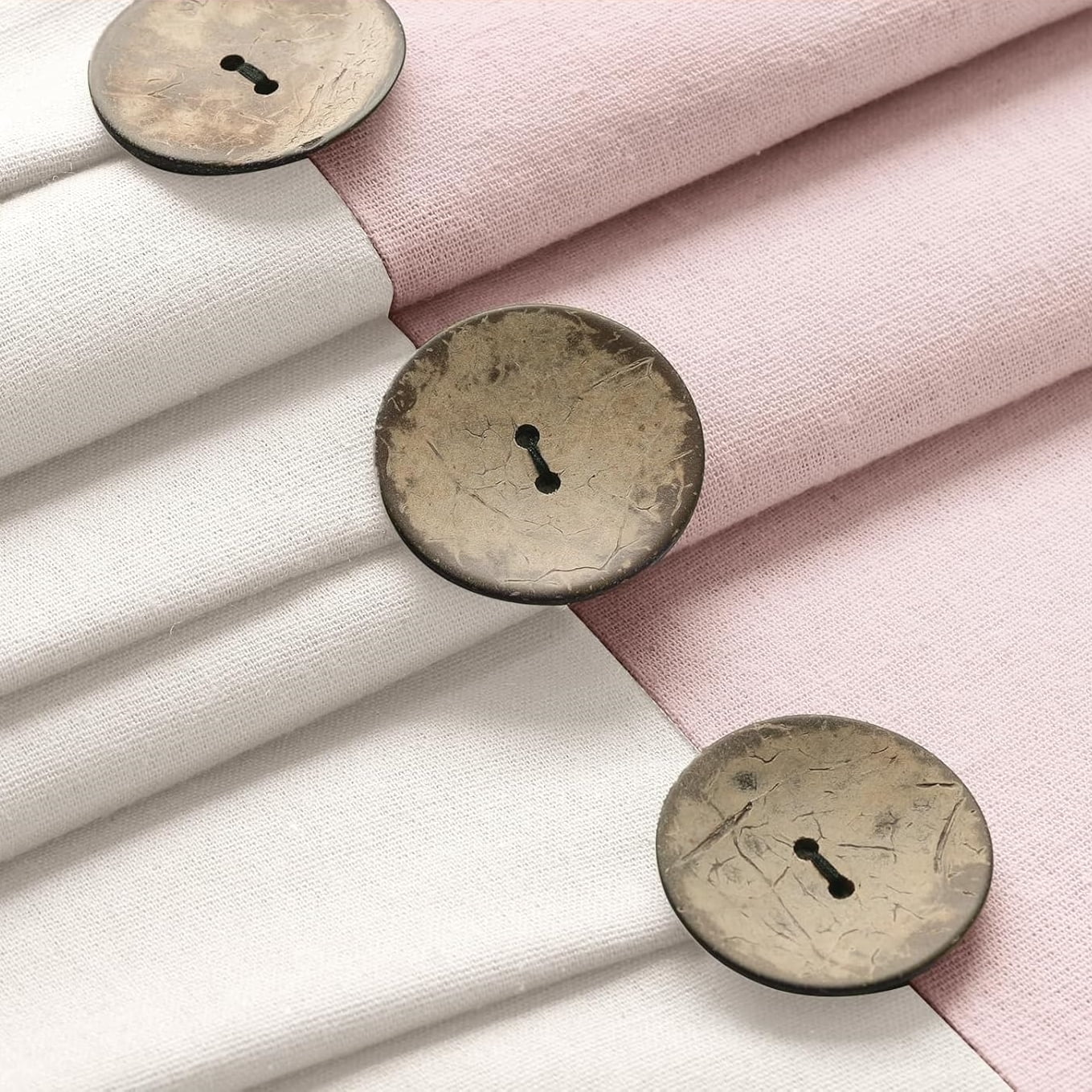 Farmhouse Pink Shower Curtain Button Linen Textured Woven Fabric,Country Style,Blush 72x72 Inch