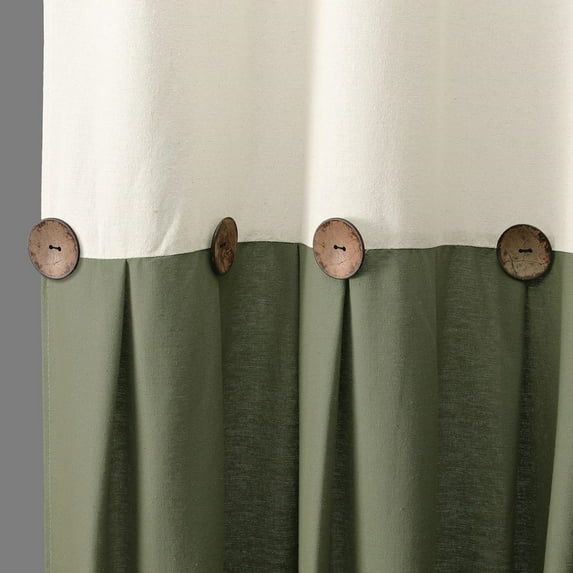Psoiuetr Farmhouse Shower Curtain for Bathroom Linen and Cotton Woven Fabric Country Rustic Style Shower Curtain Set (Cream & Green, 72" L x 72" W)