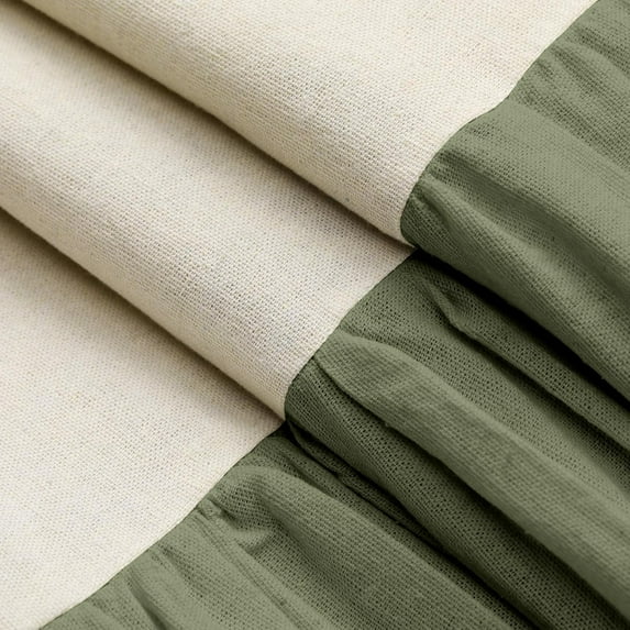 Psoiuetr Farmhouse Shower Curtain Ruffle Linen Textured Boho Shower Curtain for Bathroom, Sage Green 72" W x 72" L