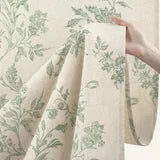 Psoiuetr Beige Linen Shower Curtain Sage Green Cotton Floral Cottagecore Spring Shower Curtain for Bathroom 72" W x 72" L