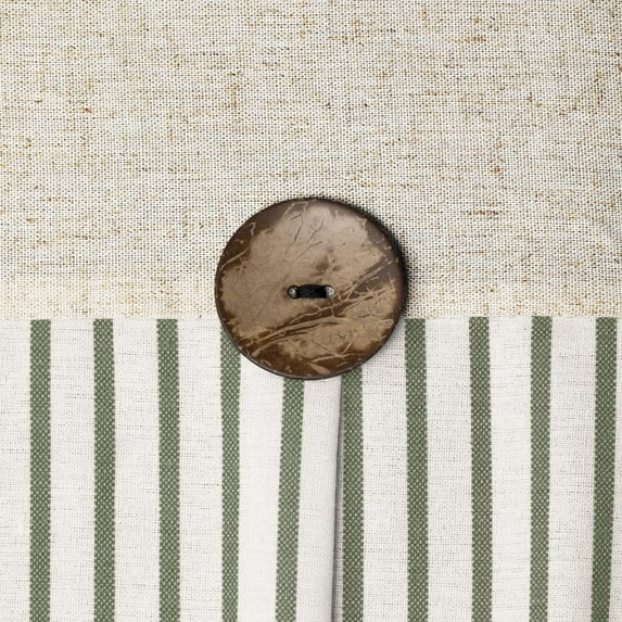 Psoiuetr Linen Shower Curtains for Bathroom Farmhouse Shower Curtain Rustic Country Button Fabric Pleated Green Stripe 72" x 72"